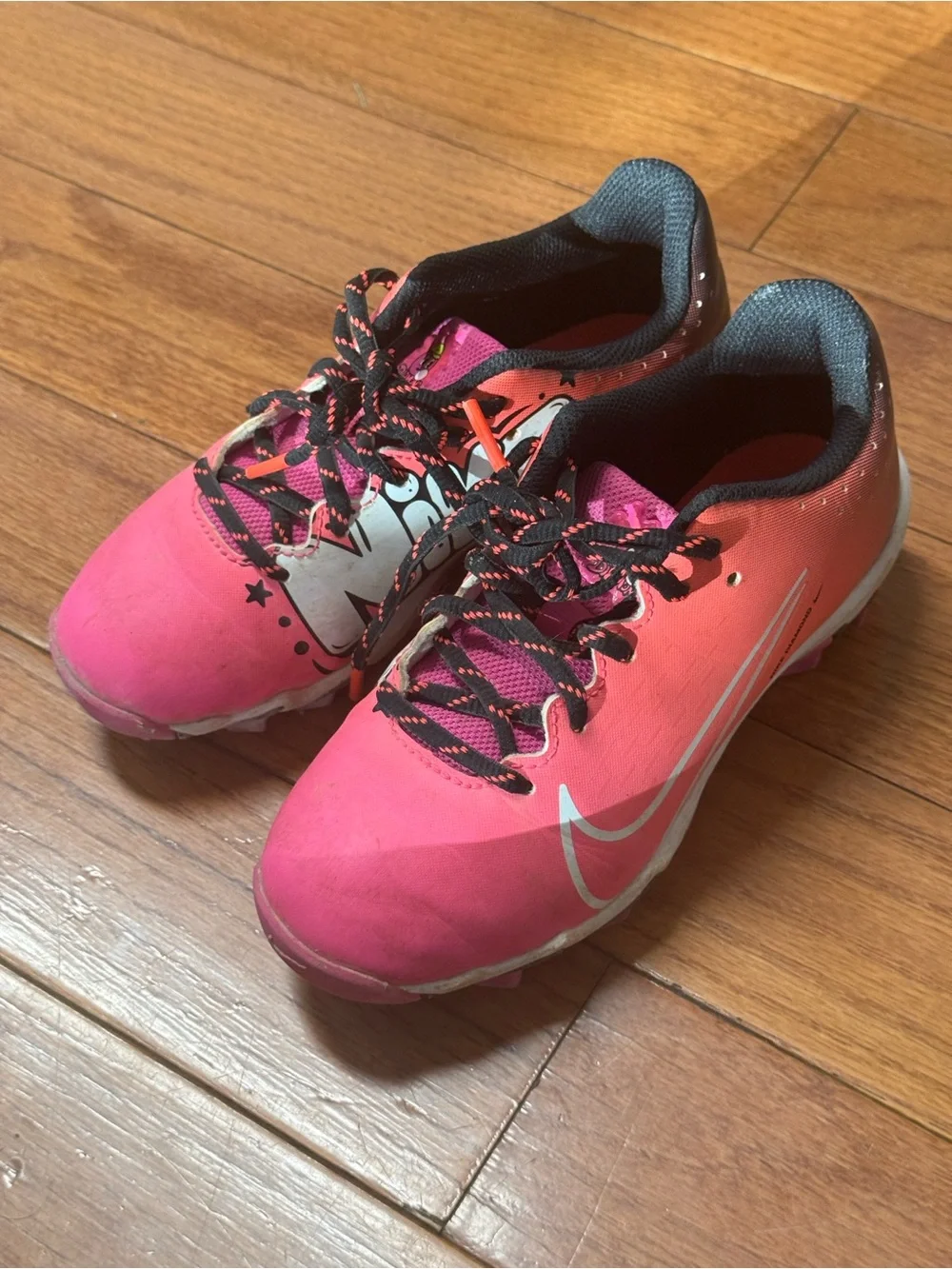 Nike Kids Pink and Black Baseball Cleats - Youth Athletic Sneakers